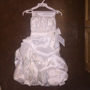 White satin flower girl dress or hold communion